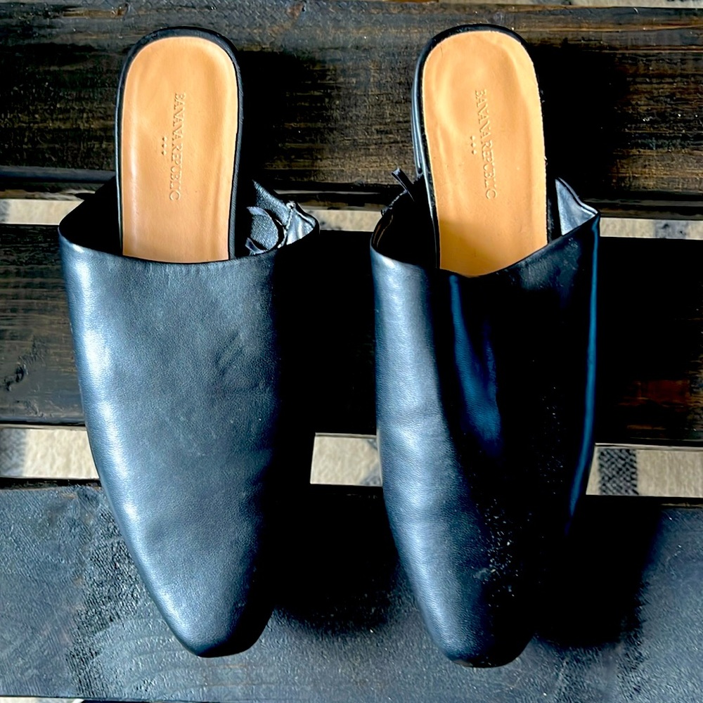 Genuine leather mules worn once